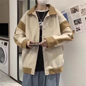 1506/Q4250/P50男款慵懒风韩版潮流百搭宽松格子毛呢棉衣图片