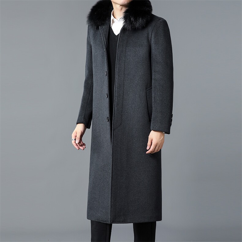 DZ6602钱塘2020-3冬季厚款商务休闲长款中年男士毛呢大衣P190,男装毛呢大衣,钱塘207-3