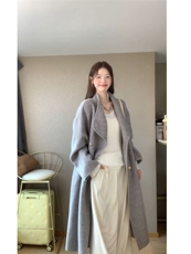 气质灰色羊毛呢子大衣2025新款毛呢外套赫本风高级感861p115k188，女装毛呢外套，浙宝318