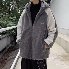 冬季加厚保暖棉衣服男韩版潮流宽松羊羔毛绒港风情侣拼接外套，男装棉衣，星座1013