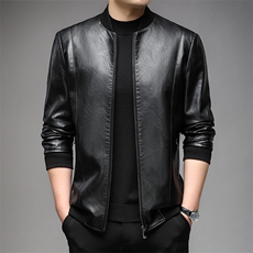 2023春秋男士商务休闲时尚连帽皮衣中青年外套爸爸装NX8232-P150，男装皮衣，星座1105-3