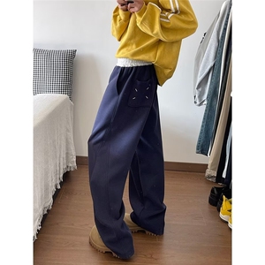 1014-1-WF0400-P38-花灰色弯刀卫裤男秋冬垂感慵懒松弛感裤子图片