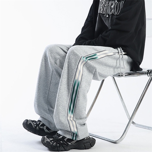 55%棉45%涤纶 YK86017-P35渐变三条针织生运动卫裤320g重磅男裤图片