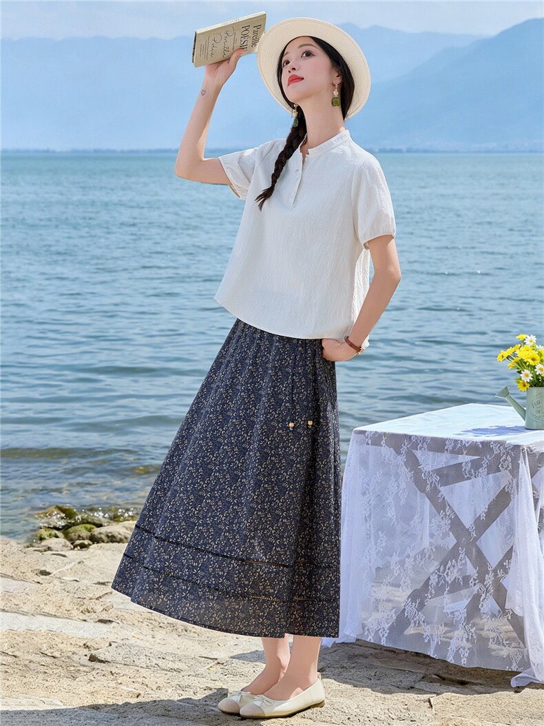 8366时尚刺绣上衣+碎花半身裙（可分开购买）,女装套装/套裙,倪叶myz