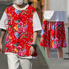 TZ04东北大花坎肩无袖背心马甲短裤套装大码风民族特色汉服潮，男装休闲套装，星座115A(原星座507）