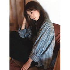 学院风蓝色格子衬衫女早秋流行穿搭字母刺绣衬衣外套上衣CV3052，男装衬衫，星座1116A（原606A-3）