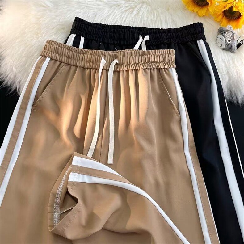 直筒宽松型条纹长裤潮时尚潮牌夏季休闲裤男原宿运动裤KK106-40，女装休闲裤，星座911-3