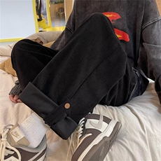 日系复古直筒灯芯绒裤子男秋冬ins潮宽松百搭阔腿休闲裤QK51-P35，男装休闲裤，星座1008