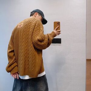 JC0920-P50圆领毛衣男长袖秋季不规则拼接青年修身套头打底衫上衣图片