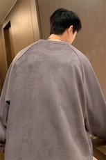 Y33P40秋季港风麂皮绒圆领卫衣男宽松长袖T恤打底衫外套，男装卫衣，星座1204-3