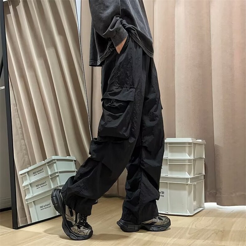 美式复古机能风工装裤男士高街潮流大口袋直筒户外冲锋裤,男装工装外套,星座1013