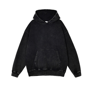 得物抖音高品质二开 380克重磅做旧炒雪花纯色连帽水洗卫衣 CM16图片