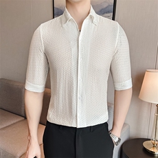 819-P55天丝夏季新款男士短袖衬衫潮流时尚短袖潮男衬衣，男装T恤，星座507A（原星座306B-2）