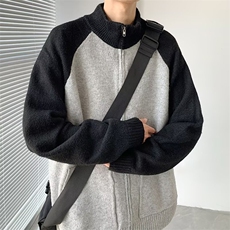开衫拉链毛衣男百搭针织衫简约外套半高立领外搭情侣秋冬，男装针织衫/毛衣，星座410-7