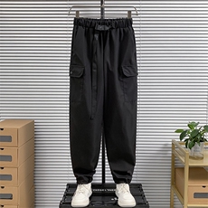 港风秋款男休闲裤抽绳束脚工装大口袋冲锋裤送腰带H0587P45，男装工装外套，星座1013-1