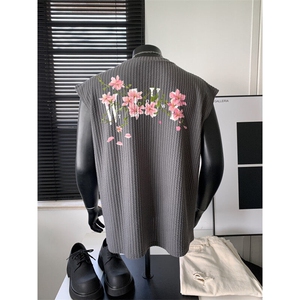 XZ809A/BXXX09/P35/控48 美式V领印花背心T恤图片