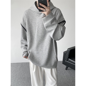 WY10155-特P48 控88新款连帽贝壳绣花麦穗提花大码男宽松情侣卫衣图片