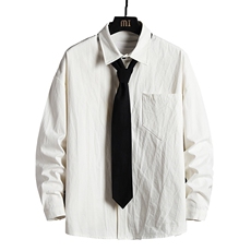 LC42099-P45加绒款P55痞帅领带长袖衬衫男士大码dk制服男jk网格，男装衬衫，电商A040A