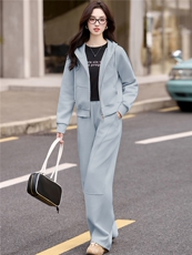 休闲运动女秋冬季2025新款气质减龄高级感短袖卫衣阔腿裤，女装套装/套裙，韩然一族
