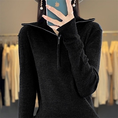 时尚百搭半高领长袖毛衣女修身显瘦针织衫，女装针织衫/毛衣，琳华羊绒