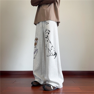 秋季新款小狗印花设计垂感华棉宽松卫裤B315-K25331-特p40控78图片