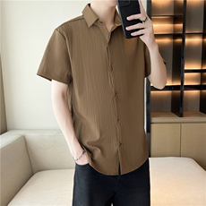 男士休闲小格子短袖衬衫男潮流夏季衬衣1502-C06，男装衬衫，星座1502-1