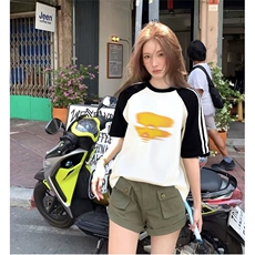 抖音得物品质二开240克宽松纯棉美式潮牌插肩三杠织带短袖T恤，男装T恤，电商A486