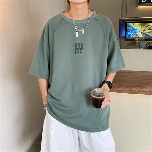新款夏季短袖珠地面料宽松简约落肩男士T恤ZDY3409-P46，男装T恤，星座717