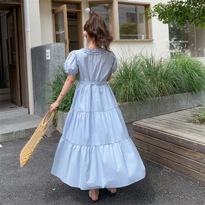 夏季新款气质设计感木耳通勤宽松纯棉连衣裙女182-8639-P125K188图片