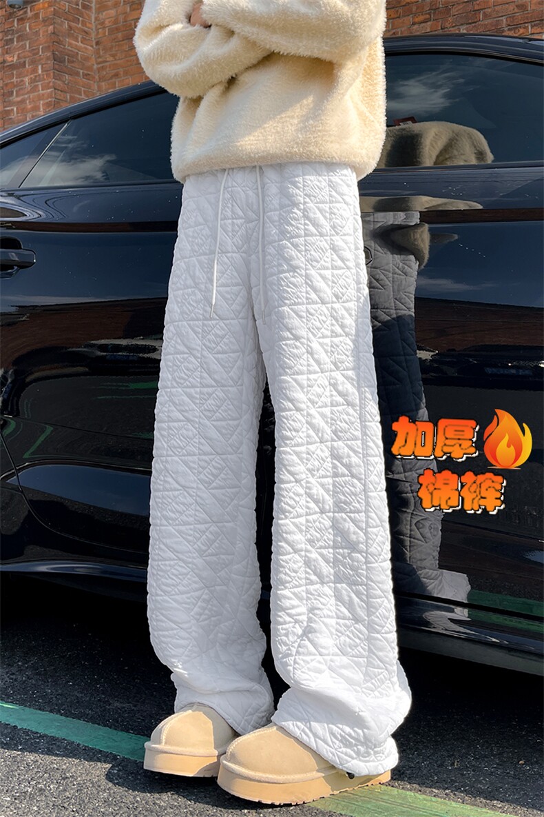 抖音大码男加厚港风休闲百搭阔腿拖地裤K5614J加棉-特P35控58,男装休闲裤,电商A001