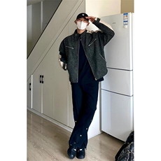 【有货】美式复古扎染皮衣外套男高级感痞帅拼接夹克3606CC-特P85，男装夹克，星座1007（原301D）