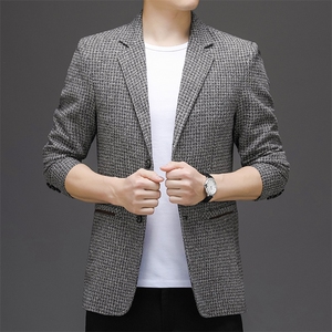 休闲西装2023春秋季新款商务休闲中年男士西装外套单西上衣服男装图片