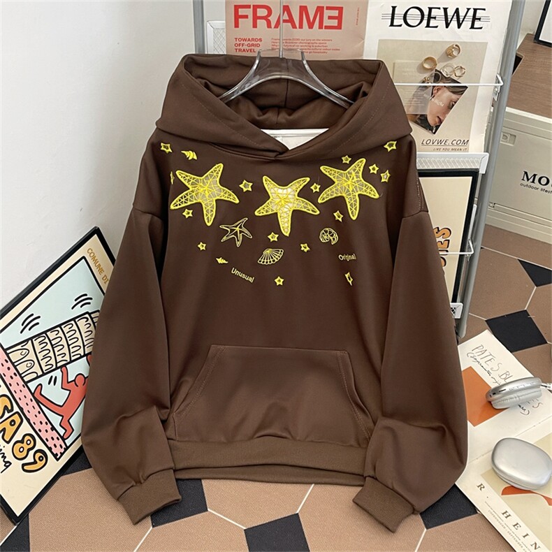 美式海星镂空刺绣设计感连帽卫衣男女秋季宽松休闲上衣WY0155-P58,男装卫衣,星座308B-2