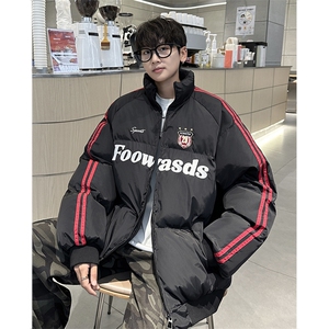 F585P103美式复古撞色棉服2024新款加厚保暖棉袄冬季图片