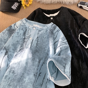 重磅假两件短袖T恤男款夏季脏脏设计感衣服高级感美式潮牌内搭T恤图片