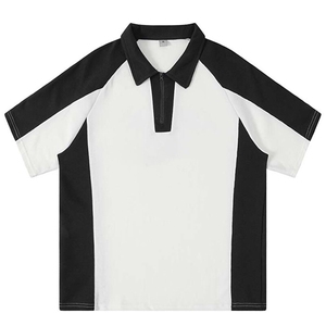 得物抖音二开240克重磅纯棉拼接撞色POLO翻领潮牌短袖T恤DT44图片