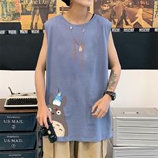 ！港风2023夏季无袖背心男加肥加大码宽松短袖T恤男BX278-P20，男装背心/马甲，电商B371