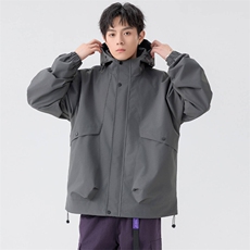 新款硬汉风户外夹克男连帽纯色上衣冲锋衣外套A157B-JK7872-P75，男装夹克，电商A157B