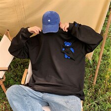 2026港风刺绣字母小熊卫衣男大码M-5XL情侣潮卫衣WY8745P60控88，男装卫衣，星座227-7