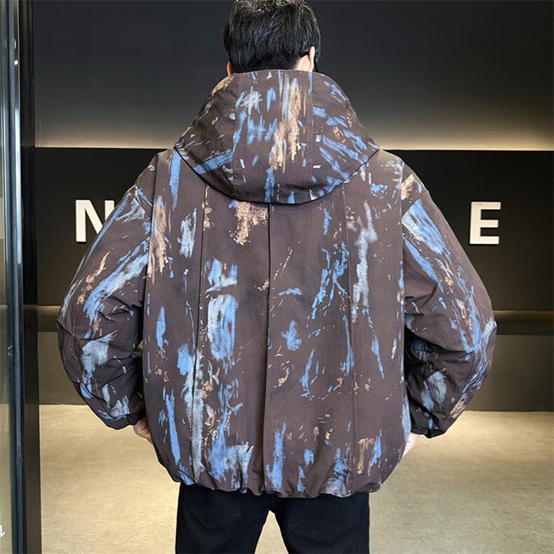 90新标2025冬季新款保暖时尚迷彩连帽鸭绒羽绒服男YR9136-P299,男装羽绒服,电商D342