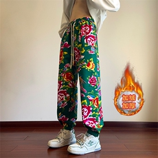 02潮风东北大花加绒裤宽松束脚阔腿裤棉裤潮XZ211-1-K2373-P55，男装棉裤，星座211-1