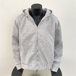 W9179-P68自家图现货春季新款连帽美式复古卫衣开衫外套高品质