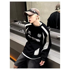 美式复古拼色卫衣男秋冬季圆领机车风休闲运动痞帅上衣服WY119，男装工装外套，星座208-5