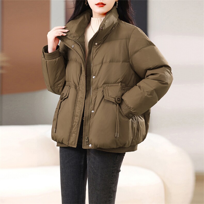 长期有货立领羽绒服短款2024冬季新款宽松加厚白鸭绒外套女,女装羽绒服,璐依舞