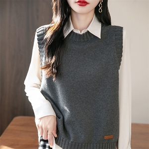 2025简约百搭时尚马甲,女装针织衫/毛衣,长今羊