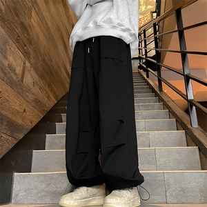 秋季日系复古宽松休闲工装裤男潮牌ins机能风阔腿裤 K7579-P42图片