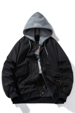 现货三色带帽可拆卸秋冬飞行服棉服情侣装夹克潮牌炸街外套，男装夹克，电商A105