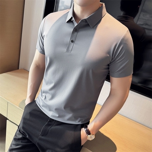 2024夏季新款 冰丝无痕宽松翻领POLO衫男57713-p50图片