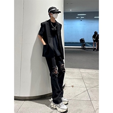 美式高街ins小众破洞牛仔裤货号K751P60，男装牛仔裤，电商A063