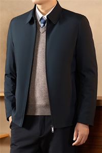主推中老年羽绒服外套男装冬季中年翻领短款白鸭绒羽绒服大衣图片